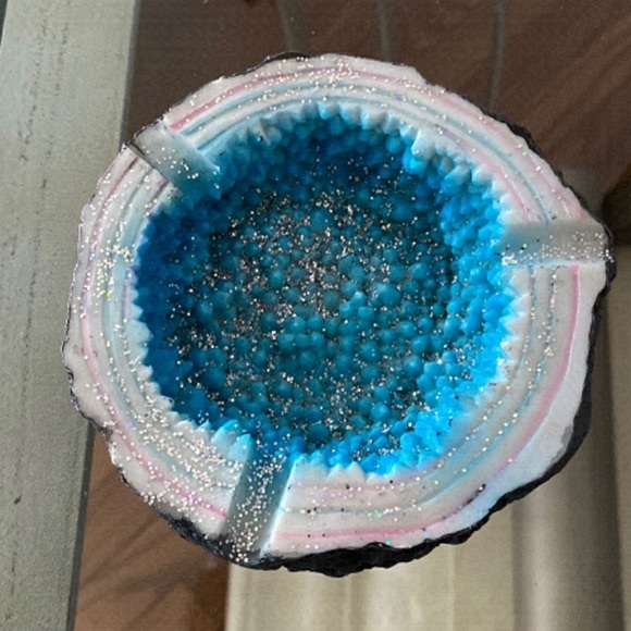 Other - Colorful Blue Crystal Geode Stone Design 4.25 inch Ashtray